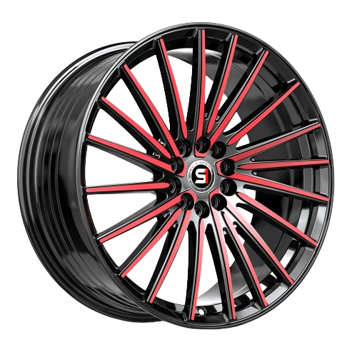 SPEC-1 RACING SP-68 GLOSS BLACK & RED MACHINED 20X8.5 5X100/5X114.3 +38 +73.1 *NC*