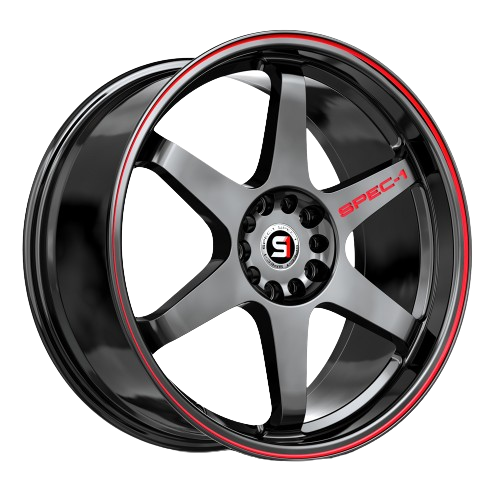 SPEC-1 RACING SPT-33 GLOSS BLACK & RED LINE 15X9.0 4X100/4X4.5 +15 +73.1 *RT*