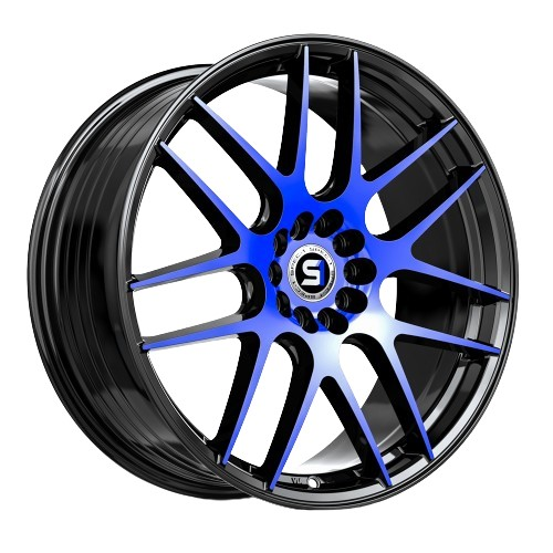 SPEC-1 SP-65 GLOSS BLACK & BLUE MACHINED 18X8.0 5X100/5X114.3 +34 +73.1 *NC*
