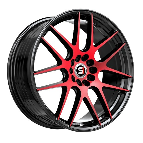 SPEC-1 SP-65 GLOSS BLACK & RED MACHINED 17X8.0 5X4.75/5X4.5 +42 +73.1 *RT*