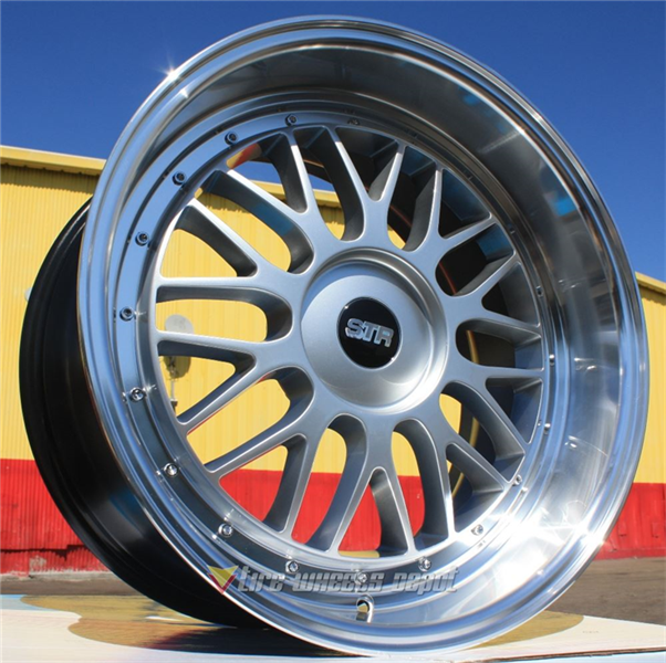 STR RACING-601 HYPER SILVER/MACHINE LIP 18X8.5 5X4.75/5X120+17 **STAGGERED ONLY**