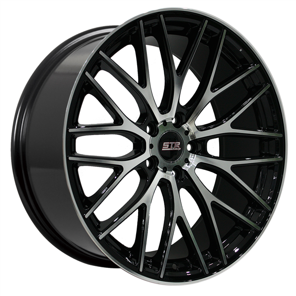 STR RACING-615 BLACK/MACHINE FACE 19X8.5 5X4.75/5X120+35 72.67 **STAGGERED ONLY**