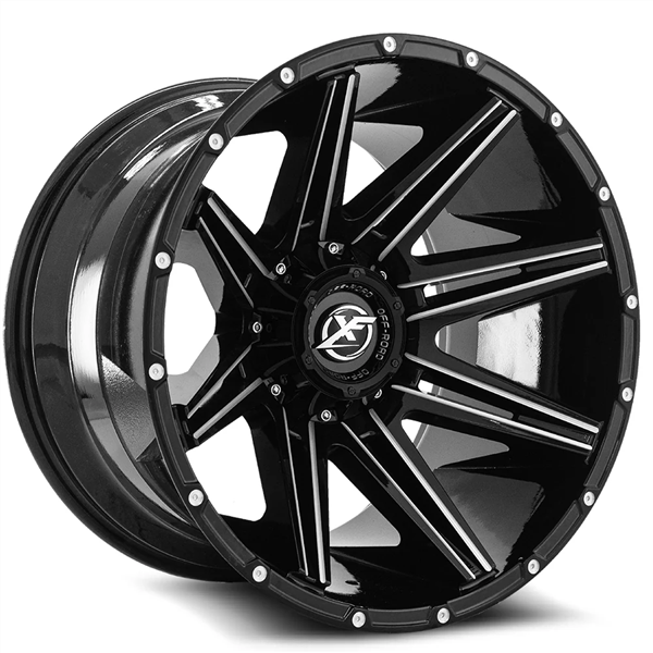 XF OFF-ROAD XF-220 GLOSS BLACK & MILLED 22X10 8X165.1/8X180 -18 +125.2 *NC*