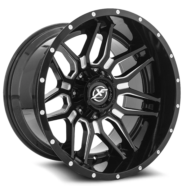 XF OFF-ROAD XF-222 GLOSS BLACK & MILLED 20X12 8X165.1/8X170 -44 +125.2 *NC*