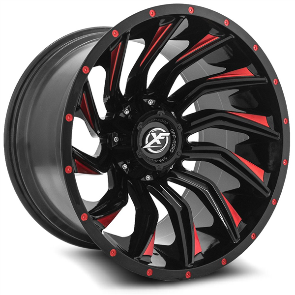XF OFF-ROAD XF-224 GLOSS BLACK & RED MILLED 20X10 6X135 6X139.7 -12 +106.4 *NC*