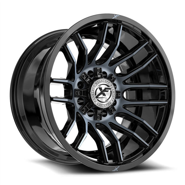 XF OFF-ROAD XF-232 GLOSS BLACK & MACHINED TITANIUM DDT 22X12 8X165.1/8X170 -44 +125.2 *NC*