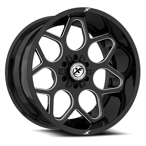 XF OFF-ROAD XF-233 GLOSS BLACK & MILLED 22X12 *8X6.5/8X170* -44 +125.2 *NC*