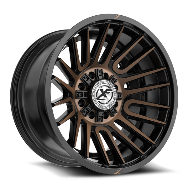 XF OFF-ROAD XF-234 SATIN BLACK & BRONZE MACHINED DOUBLE DARK TINT 24X12 5X127//5X5.5 -44 +78.1 *NC*