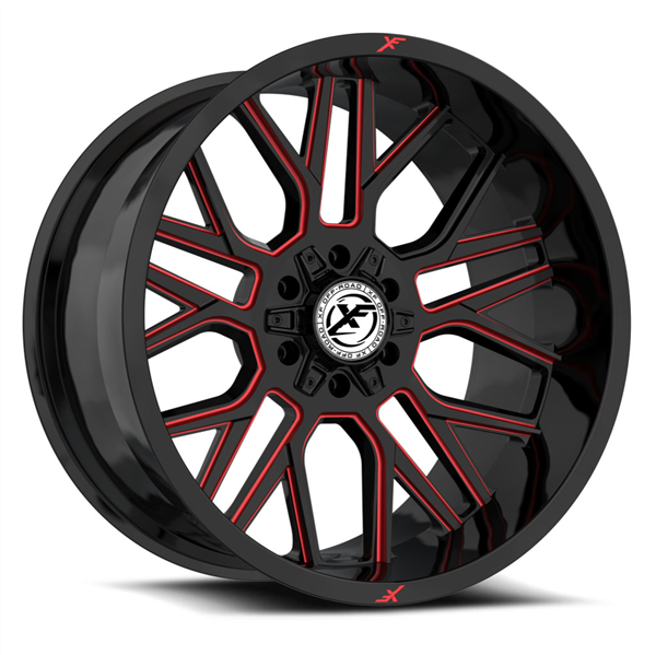 XF OFF-ROAD XF-235 GLOSS BLACK & RED MILLED 20X10 8X6.5/8X170 -12 +125.2 *NC*