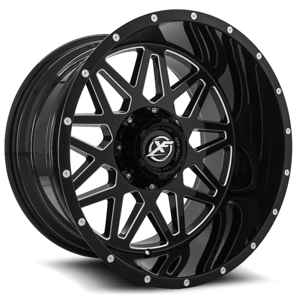XF OFFROAD-XF211 GLOSS BLACK/MILLED 20X9.0 BLANK +0 +125.2 *8 LUG ONLY *8X6.5/8X170/8X180*