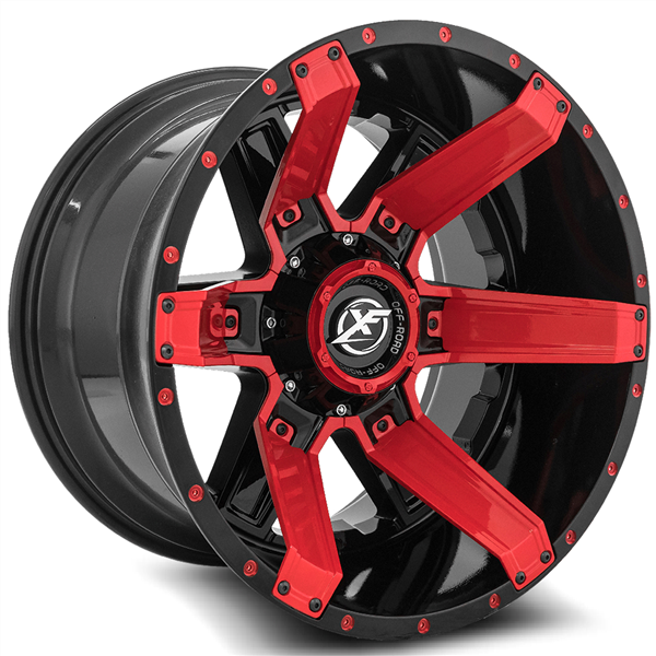 XF OFFROAD-XF214 GLOSS BLACK/RED INSERTS 20X10 6X135/6X5.5 -12 +108