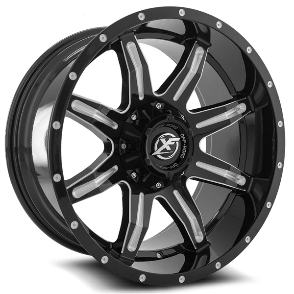 XF OFFROAD-XF215 GLOSS BLACK/MILLED 20X9.0 6X135/6X5.5 +12 +108 *RT*