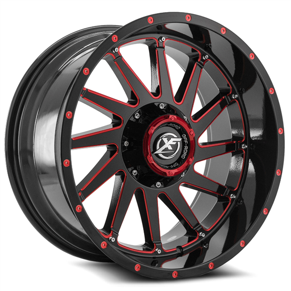 XF OFFROAD-XF216 GLOSS BLACK/RED MILLED 20X10 5X4.5/5X127 -12 +78.1