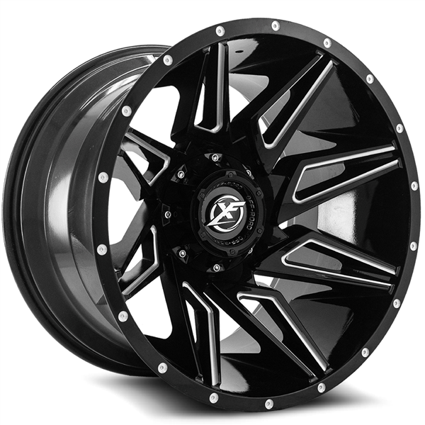 XF OFFROAD-XF218 GLOSS BLACK/MILLED 20X10 5X4.5/5X127 -12 +78.1 *RT*