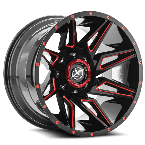 XF OFFROAD-XF218 GLOSS BLACK/RED MILLED 20X10 5X4.5/5X127 -24 +78.1
