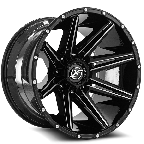 XF OFFROAD-XF220 GLOSS BLACK/MILLED 17X9.0 8X165.1/8X180 +12 +125.2 *NC*