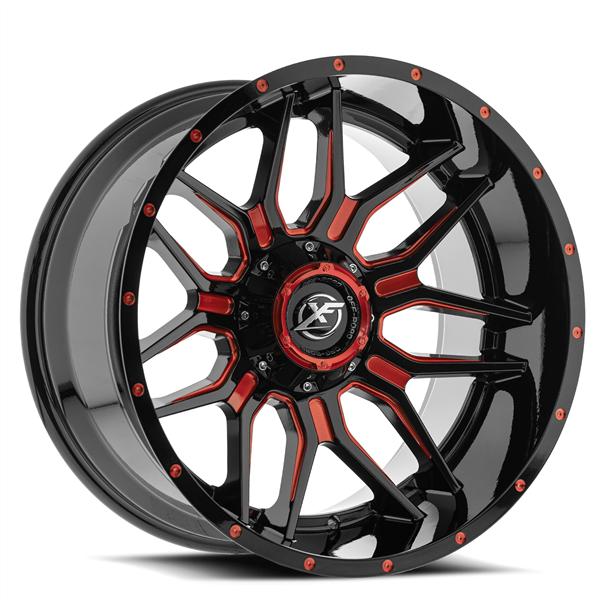 XF OFFROAD-XF222 GLOSS BLACK/RED MILLED 20X12 BLANK 5X/6X -44 +78.1 *NC*