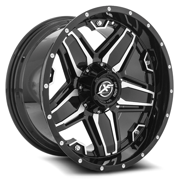 XF OFFROAD-XF223 GLOSS BLACK/MACHINED 20X10 5X4.5/5X127 -24 +78.1