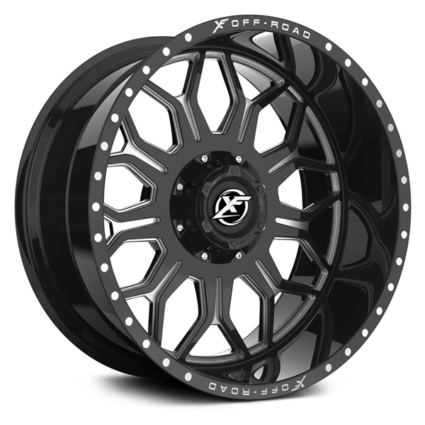 XF OFFROAD-XF227 GLOSS BLACK/MILLED 20X12 5X4.5/5X127 -44 +78.1 *NEW STYLE*