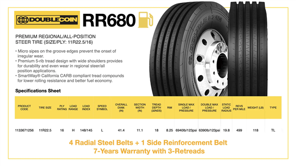 11R22.5 16PR DOUBLE COIN RR680 148/145L "A/P"