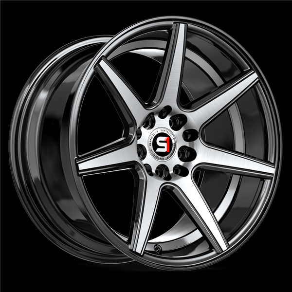 SPEC-1 RACING SP-73 GLOSS BLACK MACHINED & UNDERCUT 17X7.5 5X114.3/5X120 +42 +73.1 *NC*