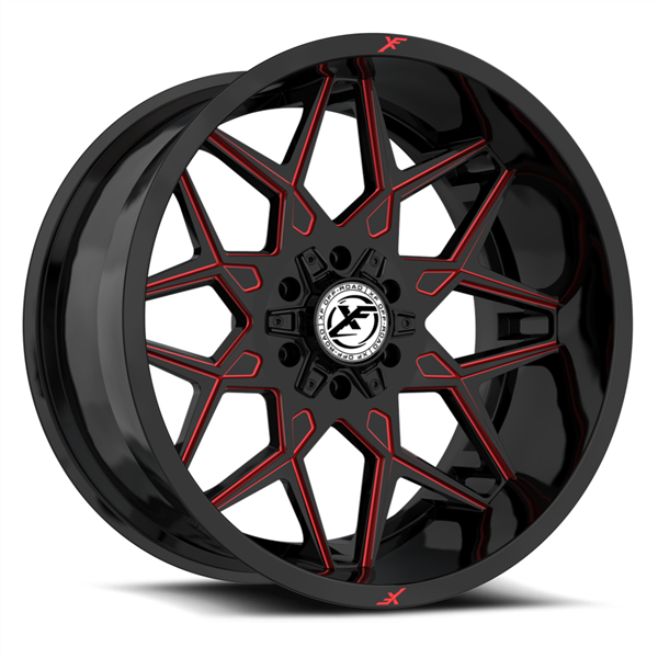 XF OFFROAD-XF238 20X10 6X135/6X139.7-24 C.B 106.4 *NEW STYLE 2023* GLOSS BLACK RED MILLED