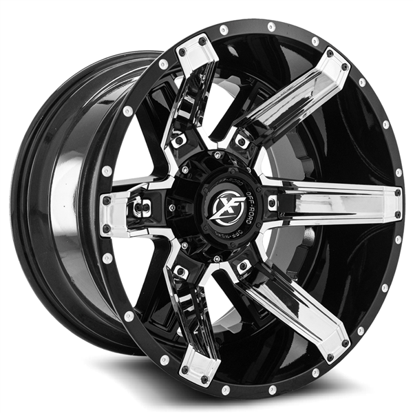 XF OFFROAD-XF214 20X9.0+12 5X139.7/5X150 C.B 110.3 GLOSS BLACK/CHROME INSERTS