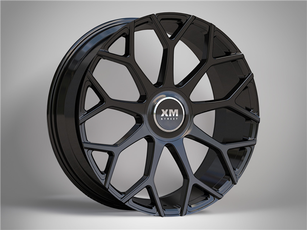 XM STREET XM-608X 20X8.5+35 5X112+5X114.3 C.B 73.10 GLOSS BLACK *FLOATING CAP*