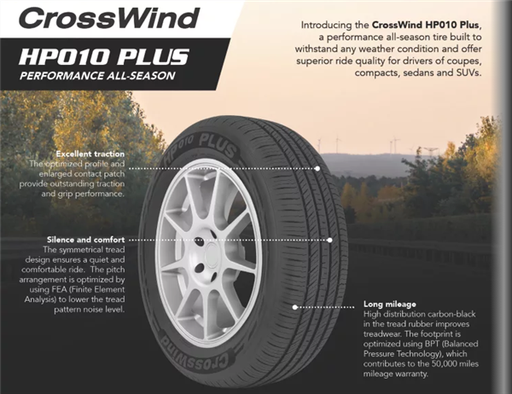 [CROS-CTR1756LL] 235/60R16 CROSSWIND HP010 PLUS 100H 520A-A 50K+ ROAD HAZARD