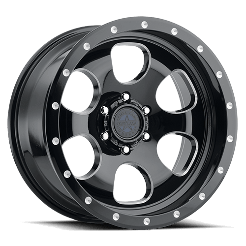 [59001/126-7873GB] 17X8.5 AMERICAN OUTLAW GAMBLER 5X127 00MM C.B 71.5 GLOSS BLACK MACHINED