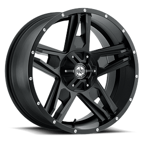 [48764] 17X8.5 AMERICAN OUTLAW LONESTAR 6X139.7 +10MM C.B 106.2 SATIN BLACK MILLED RIVETS
