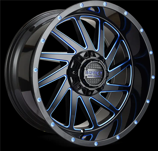 [811GBB-79056-12] 17X9 IMAPCT811 5X127/5X139.7 -12MM (87.1MM) GLOSS BLACK BLUE MILLED