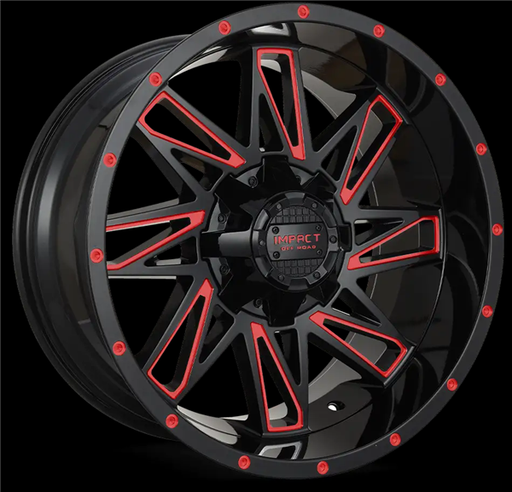 [814GBR-79066-12] 17X9 IMPACT OFFROAD 814 6X139.7/6X135 -12MM (106.1MM) GLOSS BLACK RED MILLED WINDOWS
