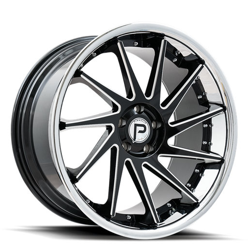 [P21620105545-40GBMLS] 20X10 EPIC 5X114.3 40MM C.B 73.1 GLOSS BLACK MILLED W/ SS LIP (SOLD AS STAGGERED ONLY)