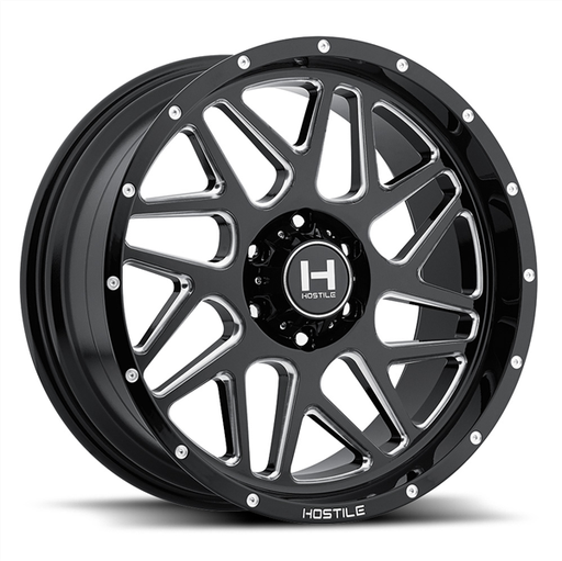 [H108-2010513947B] 20X10 HOSTILE H108 5X139.7 -19MM C.B 87 BLADE CUT (BLACK MILLED)