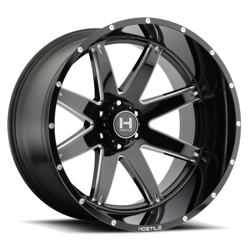[H109-2010613547B] 20X10 HOSTILE H109 6X135 -19MM C.B 87 BLADE CUT (BLACK MILLED)