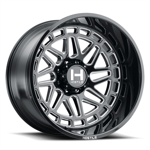 [H122-2010513947B] 20X10 HOSTILE H122 5X139.7 -19MM C.B 87 BALDE CUT ( BLACK MILLED )