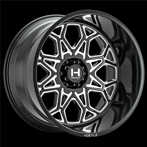 [H132-2010655047B] 20X10 HOSTILE H132 6X139.7 -19MM (106.1MM) BLADE CUT (BLACK MILLED)