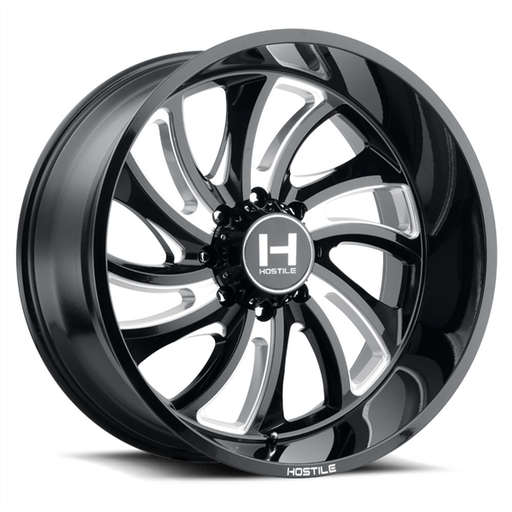 [H118-2012818047B] 20X12 HOSTILE H118 8X180 -44MM C.B 125.2 BALDE CUT ( BLACK MILLED )