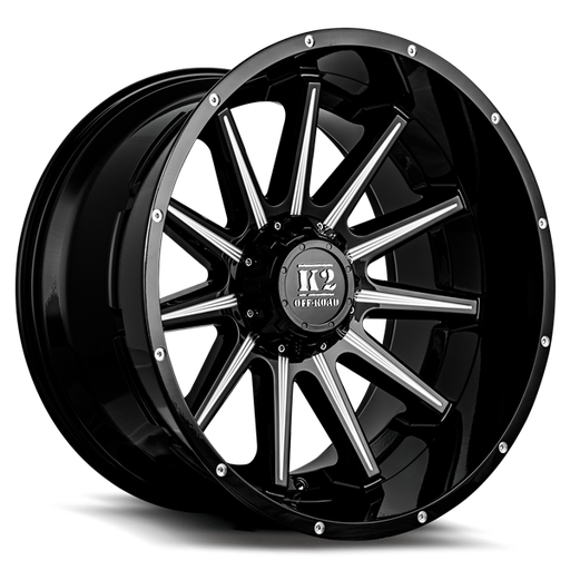 [K102012545127-44GBML] 20X12 K2 TANKER 5X114.3/127 -44MM C.B 78.1 GLOSS BLACK MILLED