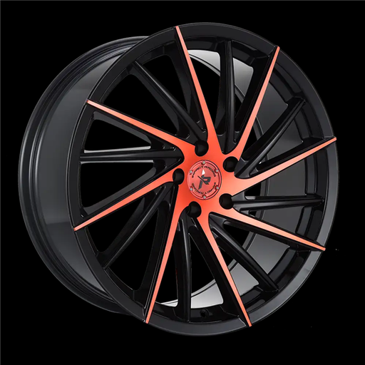 [608BMRF-28512+35] 20X8.5 IMPACT RACING 608 5X114.3 35MM (73.1MM) GLOSS BLACK RED MACHINED FACE
