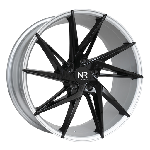 [NR11220855120-35BSL] 20X8.5 NOIR ELITE NO 112 5X120 35MM C.B 72.56 GLOSS BLACK SILVER OUTER