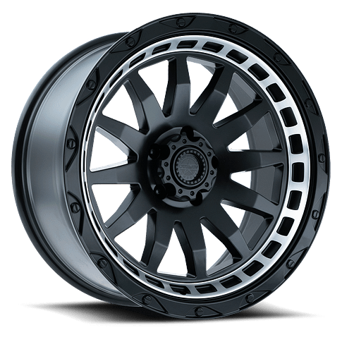 [100062] 20X9 AMERICAN OUTLAW FLINT LOCK 6X139.7 -5MM C.B 106.1 SATIN BLACK WITH MACHINE LIP