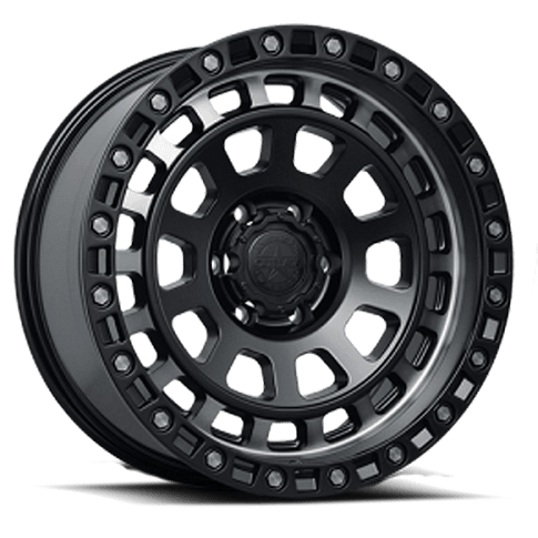 [67648/132-2973B] 20X9 AMERICAN OUTLAW MAVERICK 5X127 -10MM C.B 71.5 BLACK TINT MACHINE FACE W/ MILL RIVETS