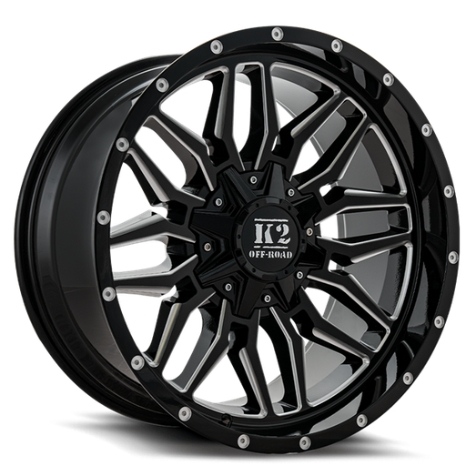 [K162210555127-12GBML] 22X10 K2 RAGE 5X127/139.7 -12MM C.B 78.1 GLOSS BLACK MILLED