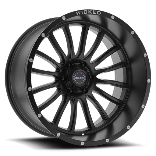 [W908220653-18MB] 22X10 WICKED W908 6X135 -18MM C.B 87.1 SATIN BLACK MILLED RIVET