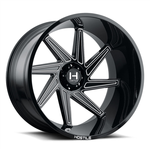 [H119-2212613547B-R] 22X12 HOSTILE H119 6X135 -44MM C.B 87 BLADE CUT ( BLACK MILLED ) "RIGHT SIDE WHEEL"