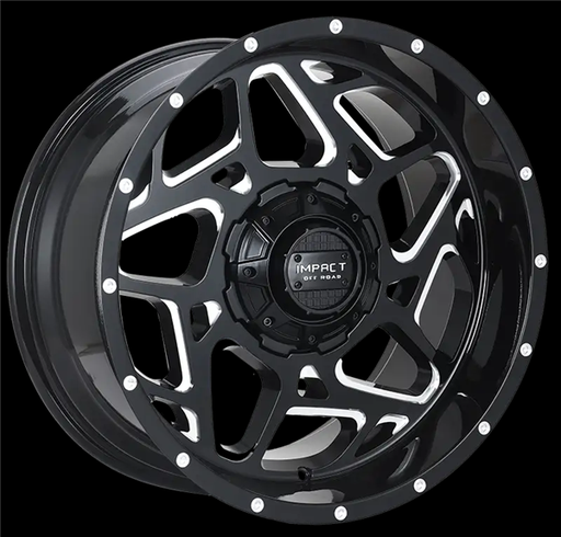 [822GB-221266-44] 22X12 IMPACT 822 6X139.7/6X135 -44MM (106.1MM) GLOSS BLACK MILLED WINDOWS