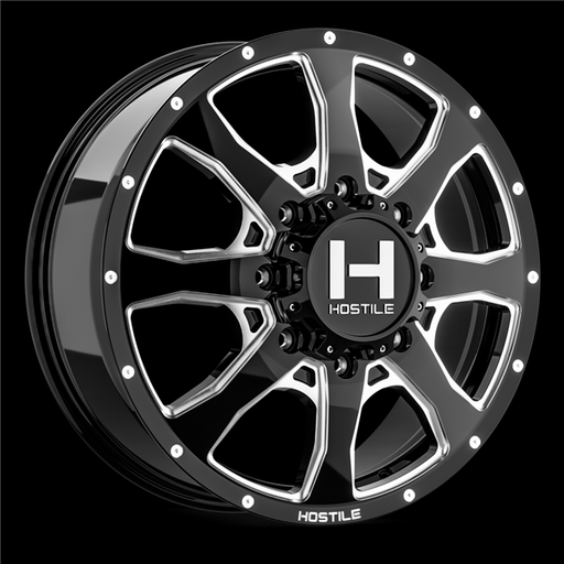 [H403-22828200+123B] 22X8.25 HOSTILE H403 8X165 +123MM C.B 142.2 (BLADE CUT) GLOSS BLACK MILLED