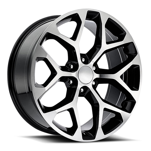 [R289-26084GBM] 26X10 CHEVROLET TRUCK SNOWFLAKE REPLICA WHEELS 6X139.7 +31MM C.B 78.1 GLOSS BLACK MACHINE